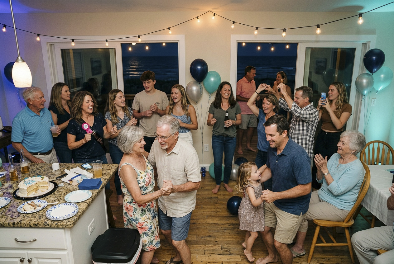 Friends and family dancing at a private birthday party